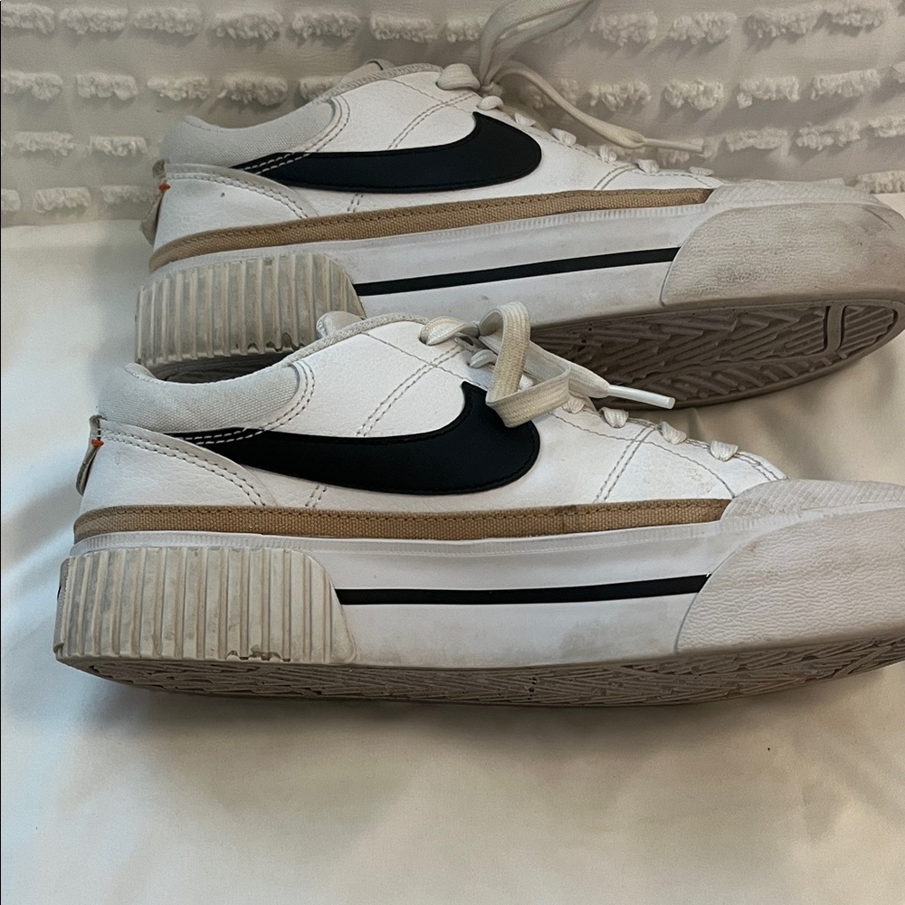 Nike White and Black Court Legacy Lift Sneakers - Picture 5 of 7